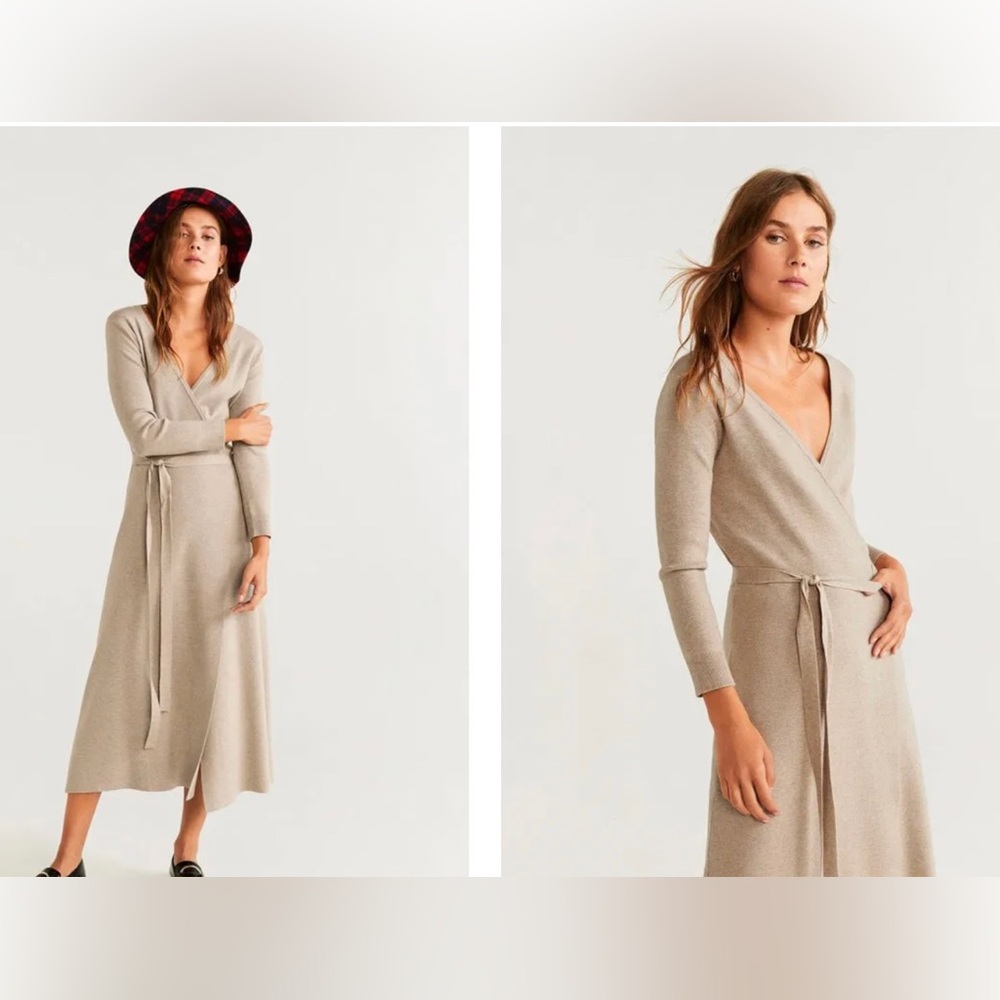 New with tags mango knit beige knit dress